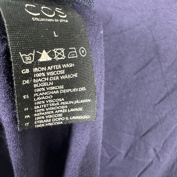 COS Navy Blue Flowy Sleeveless Pocket Tee Blouse Size Large - Picture 2 of 5